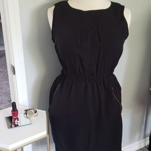 Sleeveless Black Dress with Gold Accent Zippers